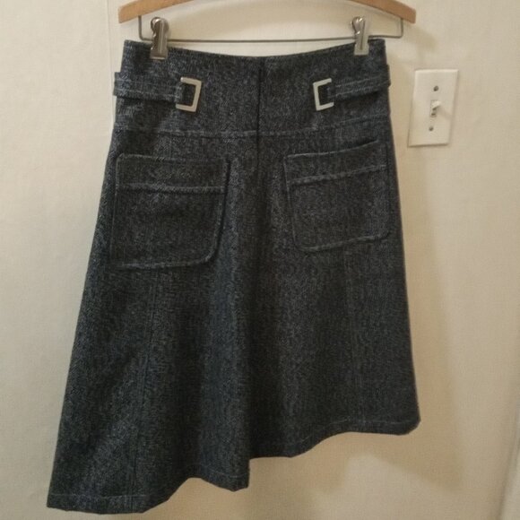 Flavia Martini Argentina Sz 2 black white patterned Midi Skirt - Woolblend - Picture 2 of 4